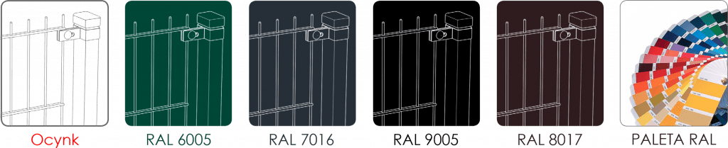 kolory RAL ogrodzeń panelowych prostych